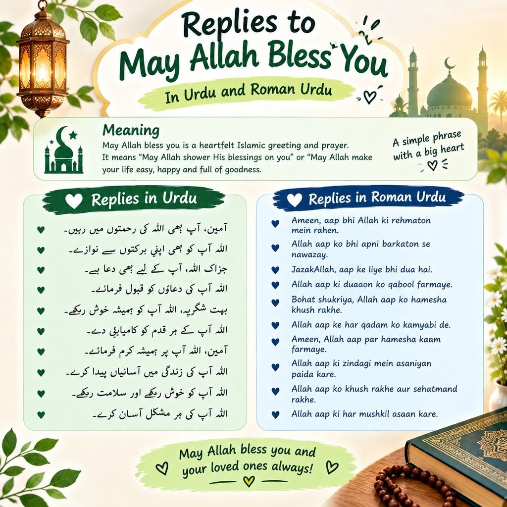 May Allah Bless You Meaning and Replies